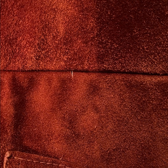 Vintage Burnt Orange Suede Leather Hooded Belted Coat, Fits XXS, Made in Uruguay - Picture 7 of 12